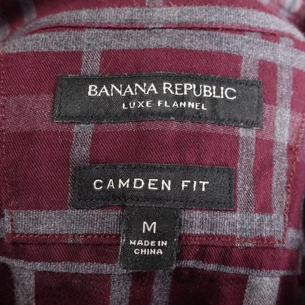 Banana Republic Shirt M Red Plaid Long Sleeve‎ Button-Up Luxe Flannel Camden Fit